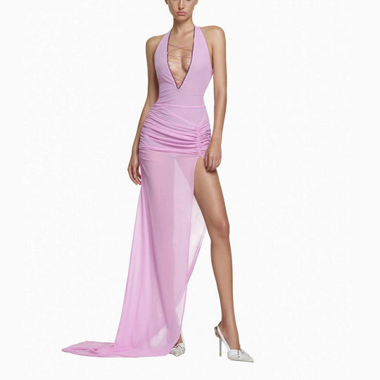 Damen Elegantes Wickelkleid mit tiefem V-Ausschnitt und Raffungen R&B