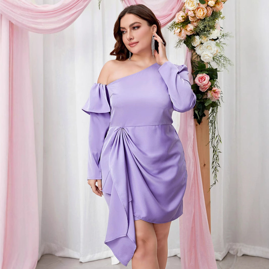 Damen figurbetontes One-Shoulder Kleid R&B