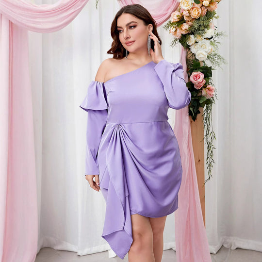 Damen figurbetontes One-Shoulder Kleid R&B