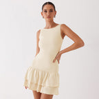 Damen Verspielt Minikleid mit voluminösen Rüschen und schickem Schnitt R&B