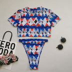 Damen Bikini-Set mit kurzem Oberteil und hohem Beinausschnitt R&B
