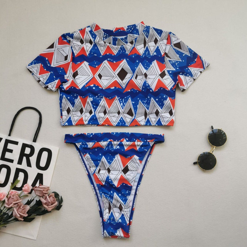Damen Bikini-Set mit kurzem Oberteil und hohem Beinausschnitt R&B