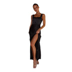 Damen Satin Maxikleid mit hohem Schlitz