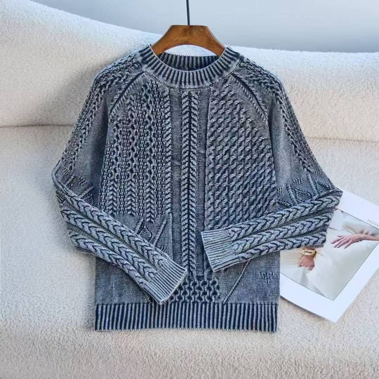 Damen Eleganter Grobstrickpullover mit kunstvollem Design R&B