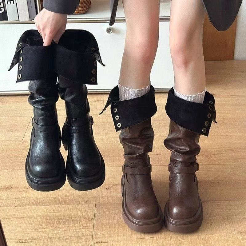 Damen Mode Stiefel mit eleganten Riemen und lässigem Design R&B