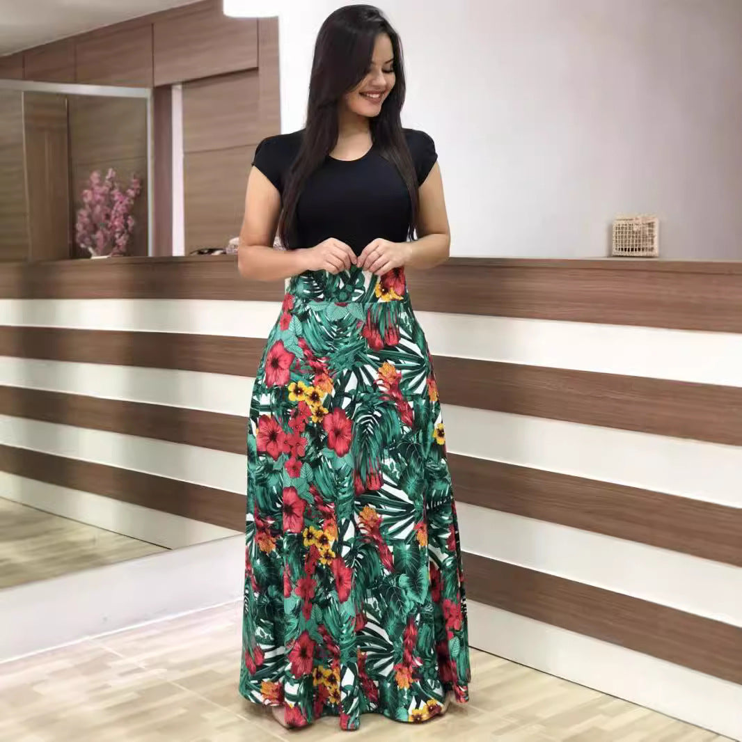Damen Elegantes Maxikleid mit grafischem Druck und flexiblem Bund R&B
