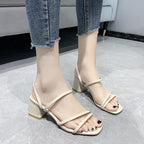 Damen Sandalen mit stilvollem Blockabsatz und feinen Riemen R&B
