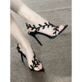 Damen High Heels mit floralem Design und glänzender Oberfläche R&B