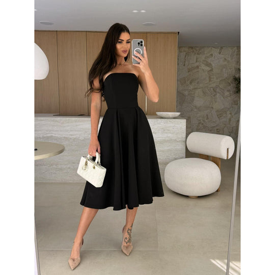 Damen elegantes Cocktailkleid mit trägerlosem Design R&B