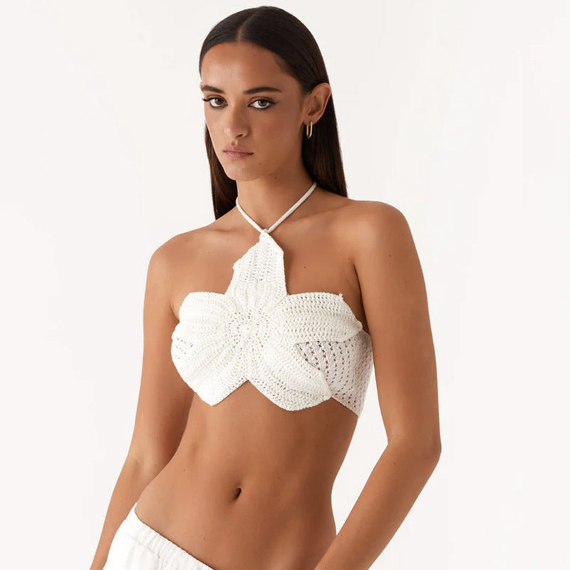 Damen Crop Top mit floralem Häkelmuster R&B