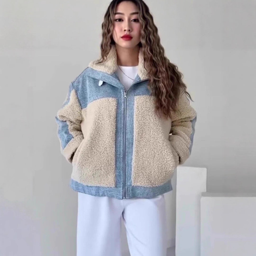 Damen Fleecejacke mit Kapuze und kontrastierenden Einsätzen R&B