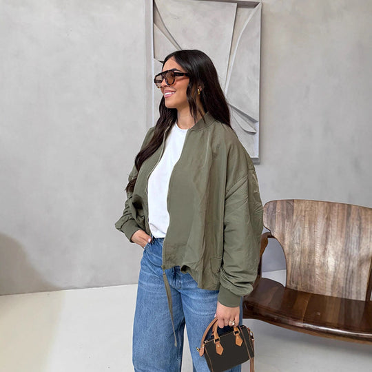 Damen stylische Oversized-Bomberjacke R&B