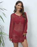 Damen transparenter gehäkelter Strandüberwurf R&B