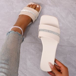 Damen modische Slides mit glitzerndem Riemen R&B