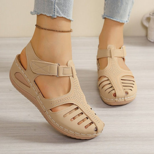 Damen Komfortable Keil-Sandalen mit atmungsaktiven Riemen R&B