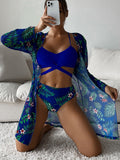 Damen Badeanzug mit floralem Kimono