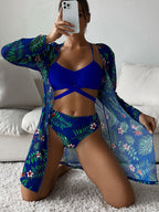 Damen Badeanzug mit floralem Kimono