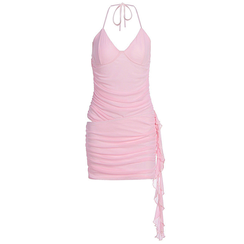 Damen Sexy Wickelkleid mit Rüschendetails und verstellbarem Träger R&B