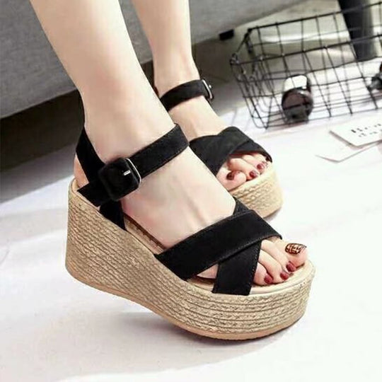 Damen Strapazierfähige Keilabsatz-Sandalen mit modischem Riemchen-Design R&B
