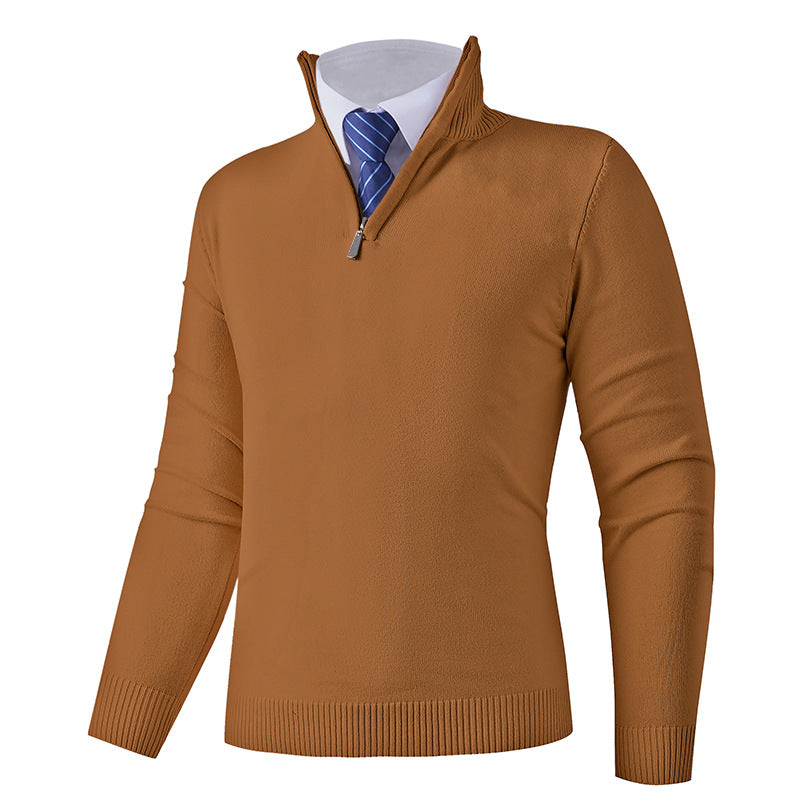 Herren eleganter Stehkragenpullover mit Reißverschluss