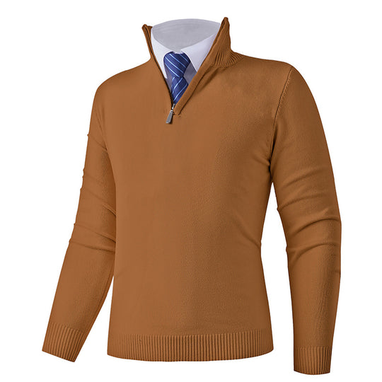 Herren eleganter Stehkragenpullover mit Reißverschluss R&B