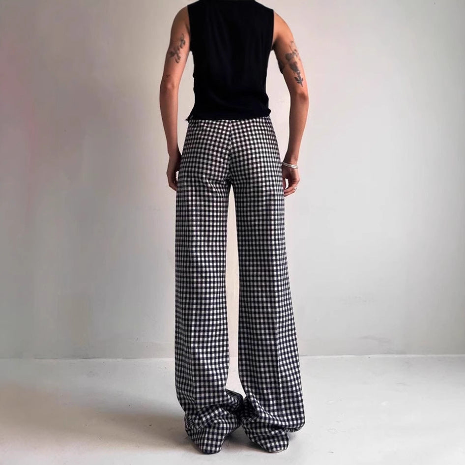 Damen Bequeme Tubenhose mit Karomuster und elastischem Bund R&B