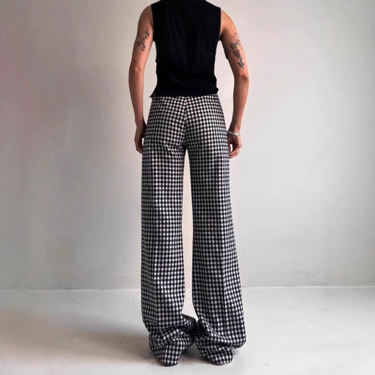 Damen Bequeme Tubenhose mit Karomuster und elastischem Bund R&B