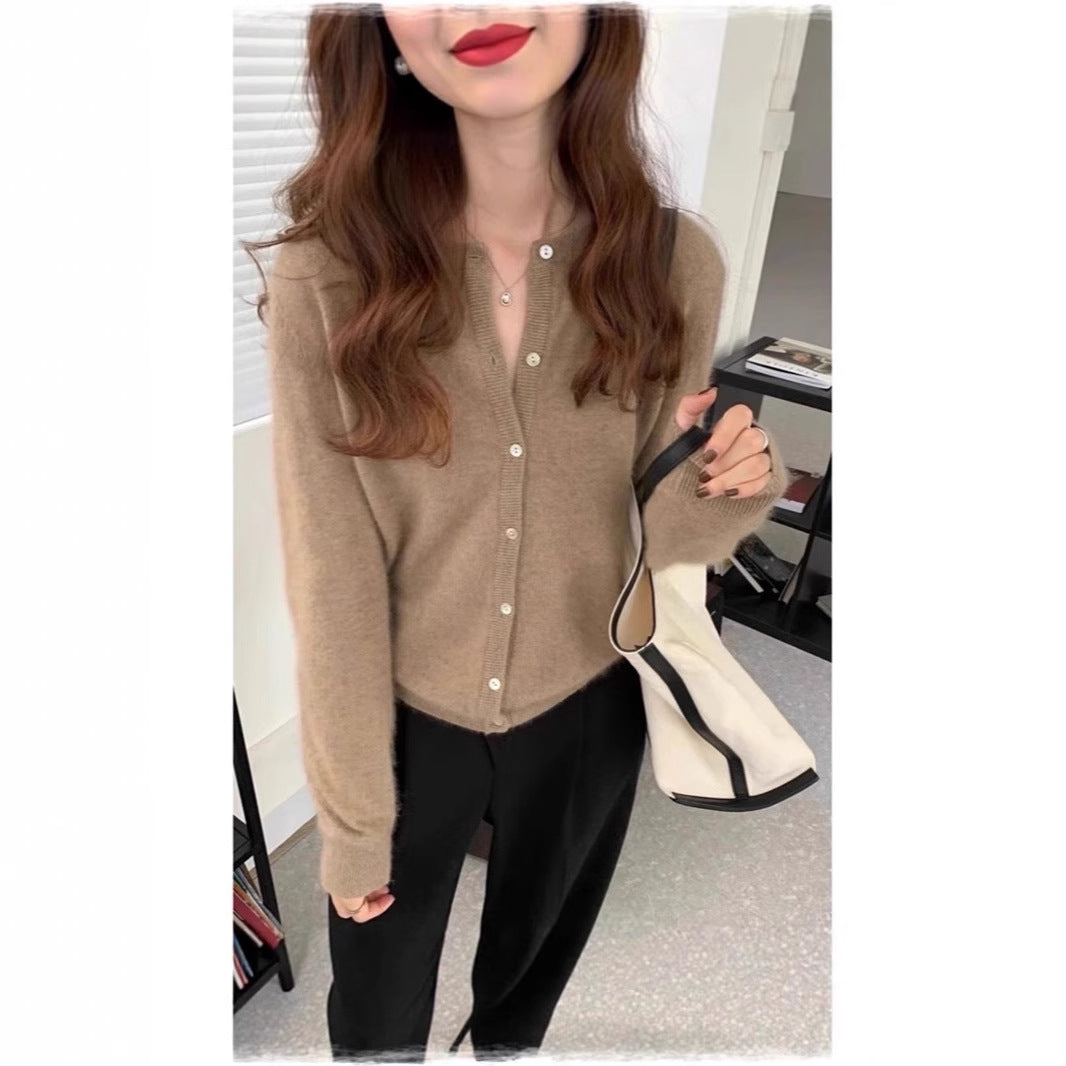 Damen feine Strickjacke mit Knopfleiste und weichem Material R&B