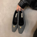 Damen elegante Blockabsatz-Ballerinas aus Wollfilz R&B