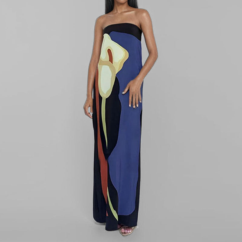Damen Maxikleid mit elegantem Design und farbenfrohen Akzenten R&B