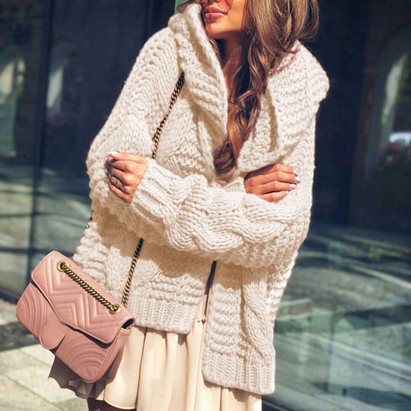 Damen Grobstrickjacke mit luxuriösem Karomuster und oversized Schnitt R&B