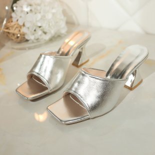 Damen stylische Mules mit elegantem Blockabsatz R&B
