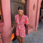 Damen modischer Jumpsuit mit lässigem Schnitt und tailliertem Gürtel R&B