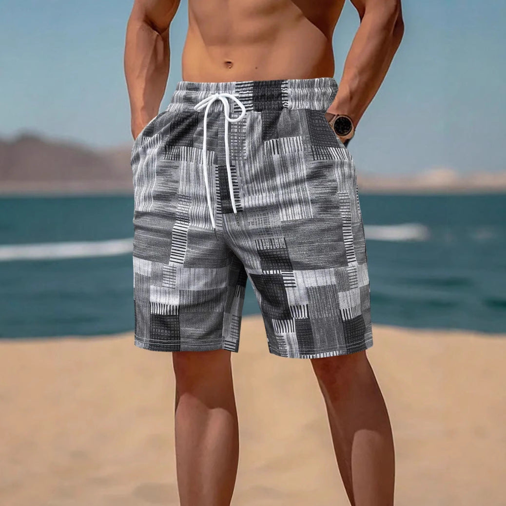 Herren stylische Bade-Shorts mit modernem Graphikmuster R&B