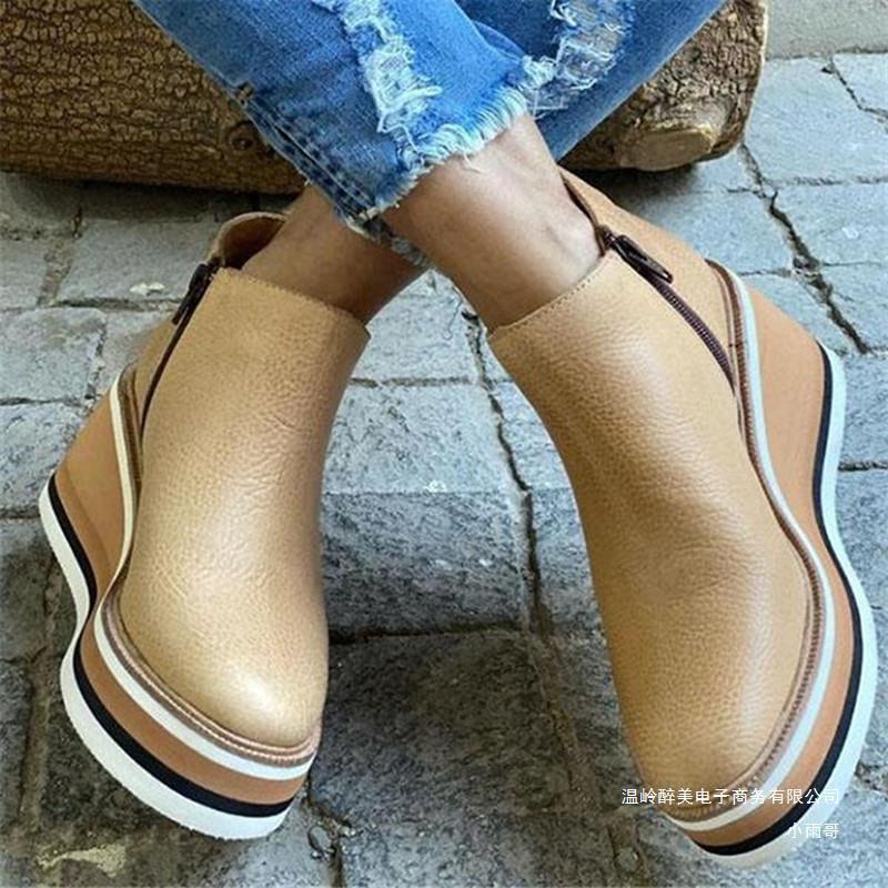 Damen modische Wedge-Booties mit rutschfester Sohle und weichem Innenfutter R&B