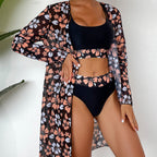 Damen Strandcover-Up mit floralem Design und eleganter Transparenz R&B