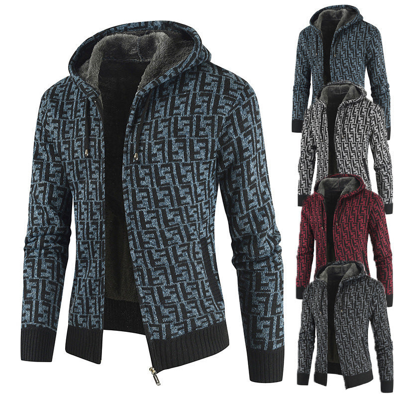 Herren Warm gefütterte Kapuzenjacke R&B