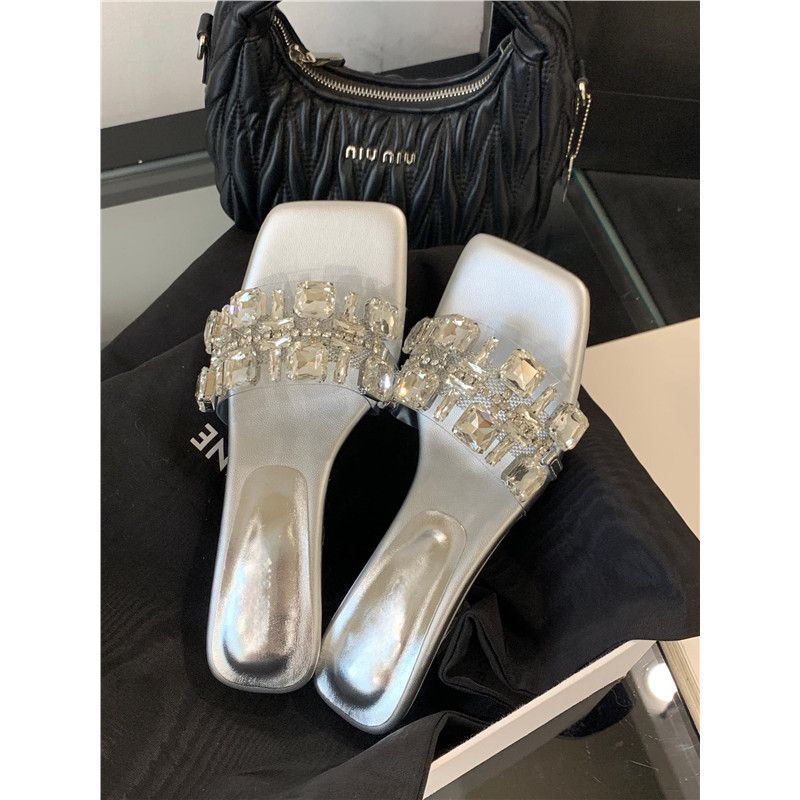 Damen Glamouröse Mules mit funkelnden Strassakzenten R&B
