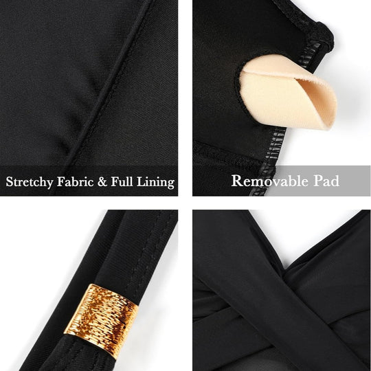 Damen Einteiler Badeanzug mit raffiniertem Mesh-Einsatz und elegantem Wickeldetail R&B