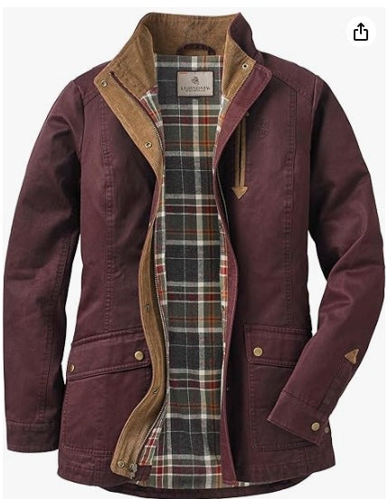 Damen lässige Utility-Jacke mit Karo-Innenfutter R&B