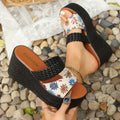 Damen Wedge-Pantoletten mit floralen Akzenten und geflochtenem Obermaterial
