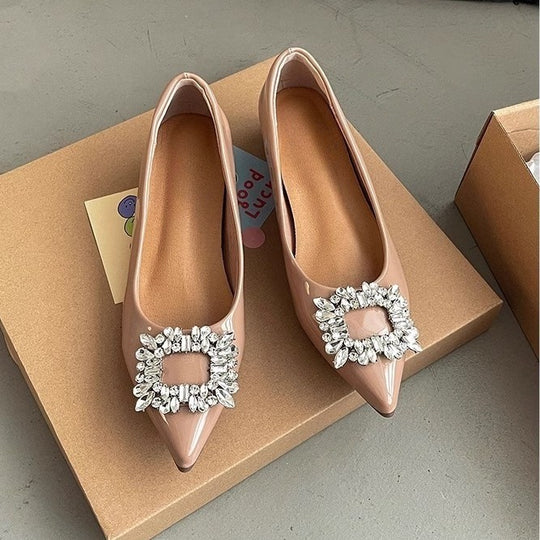Damen elegante Ballerina-Schuhe mit funkelnder Strass-Applikation R&B