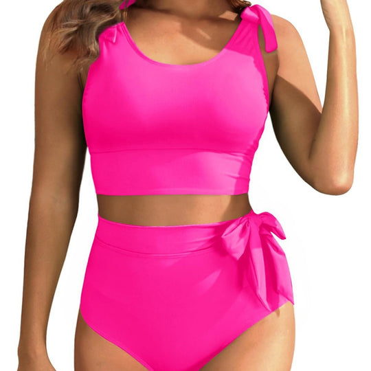 Damen Hochtailliertes Bikini-Set mit knotenverziertem Oberteil R&B