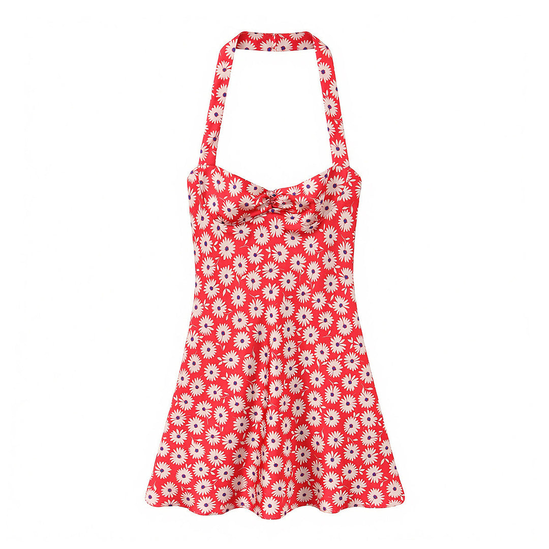 Damen sommerliches Kleid mit verspieltem Blumendruck und schwingendem Rock R&B
