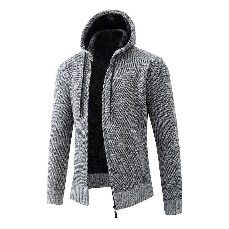 Herren gefütterte Strickjacke mit Kapuze R&B