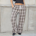 Damen lässige Karomuster Pyjama Strandhose R&B