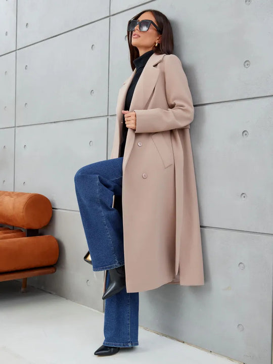 Damen Eleganter Wollmantel im doppelreihigen Design R&B