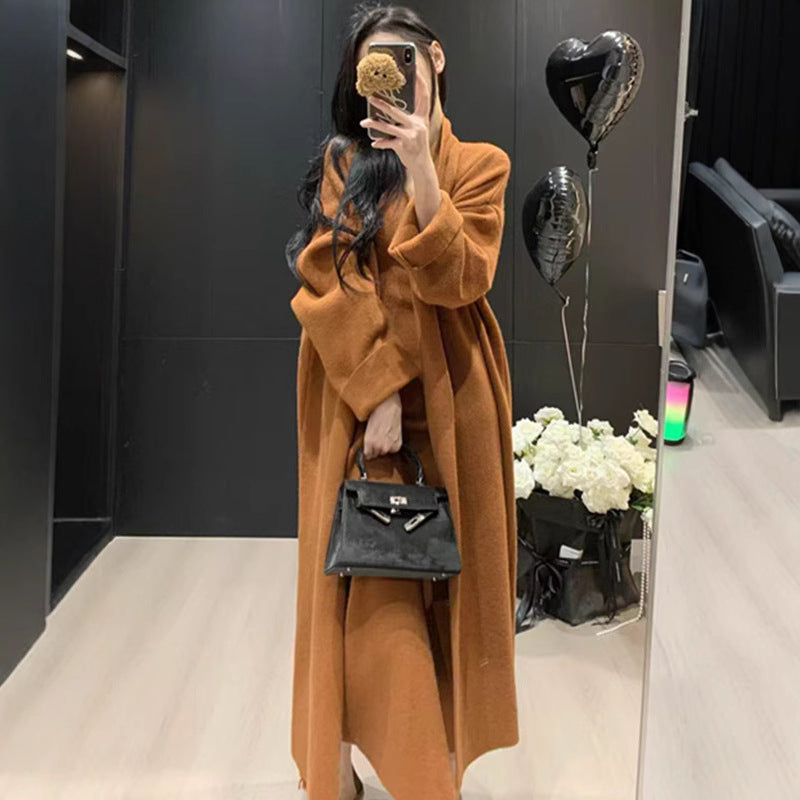 Damen Eleganter Strickmantel mit weitem Schnitt und praktischen Taschen R&B