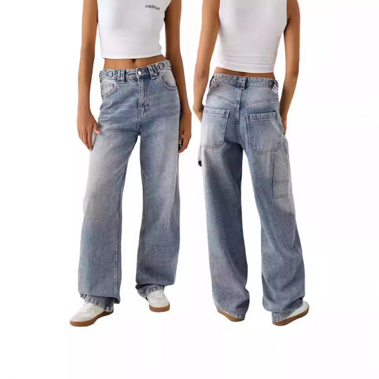 Damen weite High-Waist Jeans mit elegantem Schnitt und lässigem Design R&B