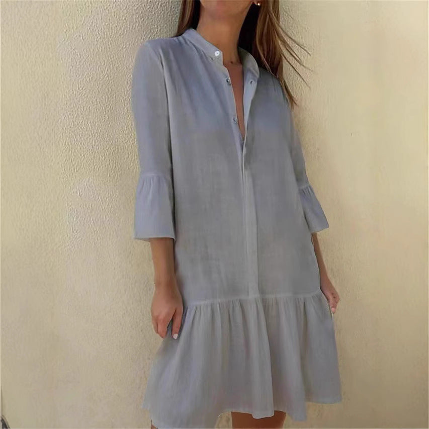 Damen Hemdkleid mit Rüschen R&B